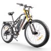 CYSUM M900 Fat Tire Electric Bike 26*4.0 Inch Chaoyang Fat Tire 48V 1000W Brushless Gear Motor 40Km/h Max Speed 17Ah Removable Battery For 50-70 Range - Black -rockbros-shop CYSUM M900 Fat Tire Electric Bike 48V 1000W Motor Pure Black 498570 2
