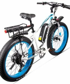 CYSUM M980 Fat Tire Electric Bike 48V 1000W Brushless Motor 17Ah Removable Battery For 50-70 Range - Black-Blue -rockbros-shop CYSUM M980 Fat Tire Electric Bike 48V 1000W Motor Black Blue 498572 4
