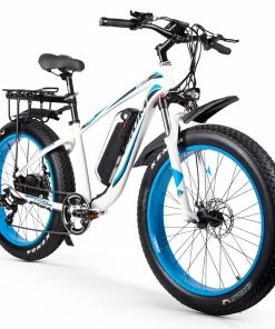 CYSUM M980 Fat Tire Electric Bike 48V 1000W Brushless Motor 17Ah Removable Battery For 50-70 Range - Black-Blue -rockbros-shop CYSUM M980 Fat Tire Electric Bike 48V 1000W Motor Black Blue 498572 5