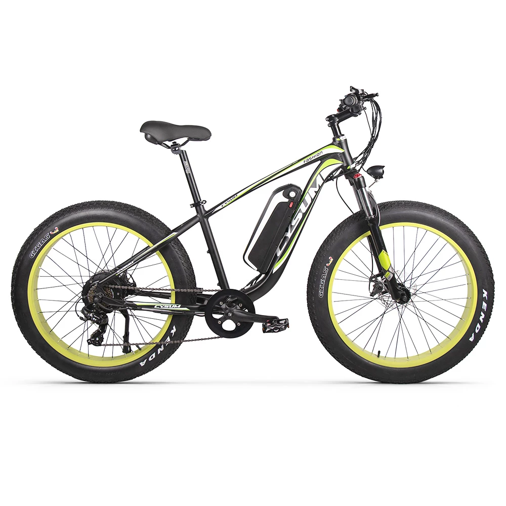 CYSUM M980 Fat Tire Electric Bike 48V 1000W Brushless Motor 17Ah Removable Battery For 50-70 Range - Black-Green 3 CYSUM M980 Fat Tire Electric Bike 48V 1000W Brushless Motor 17Ah Removable Battery For 50-70 Range - Black-Green