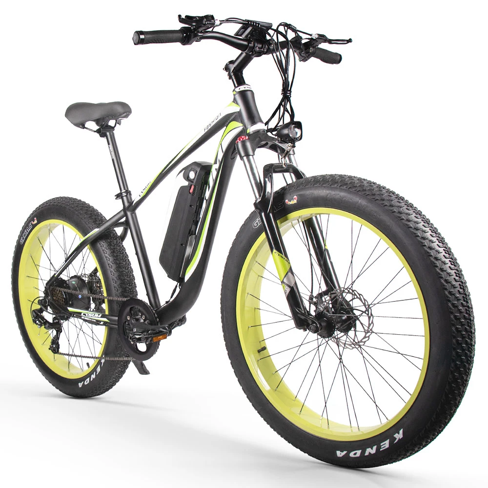 CYSUM M980 Fat Tire Electric Bike 48V 1000W Brushless Motor 17Ah Removable Battery For 50-70 Range - Black-Green 4 CYSUM M980 Fat Tire Electric Bike 48V 1000W Brushless Motor 17Ah Removable Battery For 50-70 Range - Black-Green - Image 2