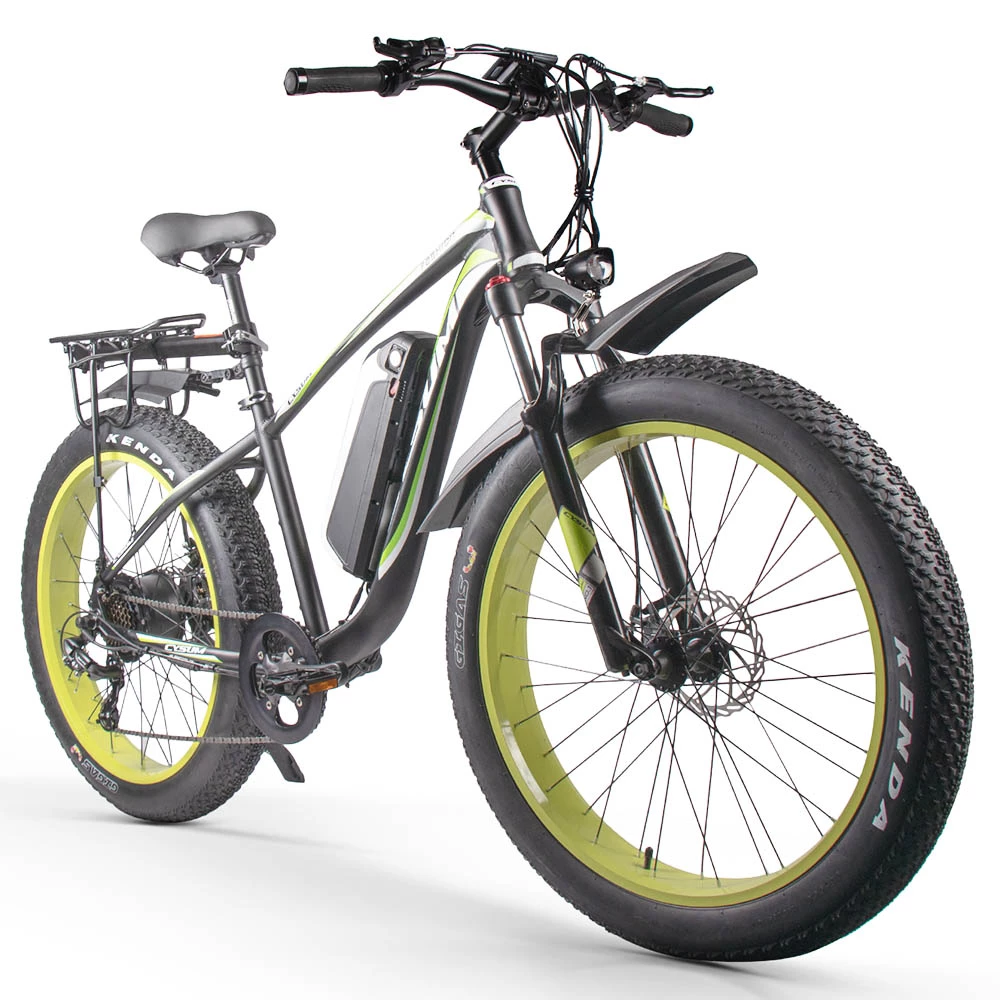 CYSUM M980 Fat Tire Electric Bike 48V 1000W Brushless Motor 17Ah Removable Battery For 50-70 Range - Black-Green 7 CYSUM M980 Fat Tire Electric Bike 48V 1000W Brushless Motor 17Ah Removable Battery For 50-70 Range - Black-Green - Image 5