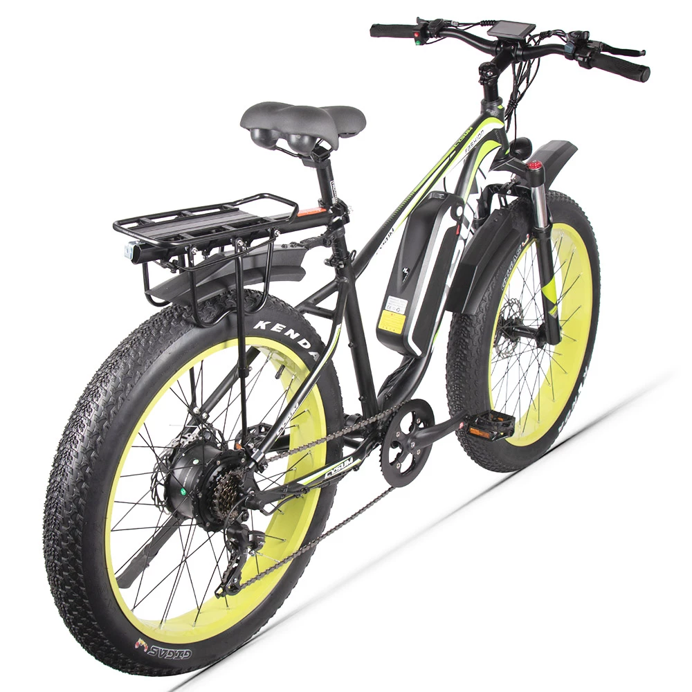CYSUM M980 Fat Tire Electric Bike 48V 1000W Brushless Motor 17Ah Removable Battery For 50-70 Range - Black-Green 8 CYSUM M980 Fat Tire Electric Bike 48V 1000W Brushless Motor 17Ah Removable Battery For 50-70 Range - Black-Green - Image 6