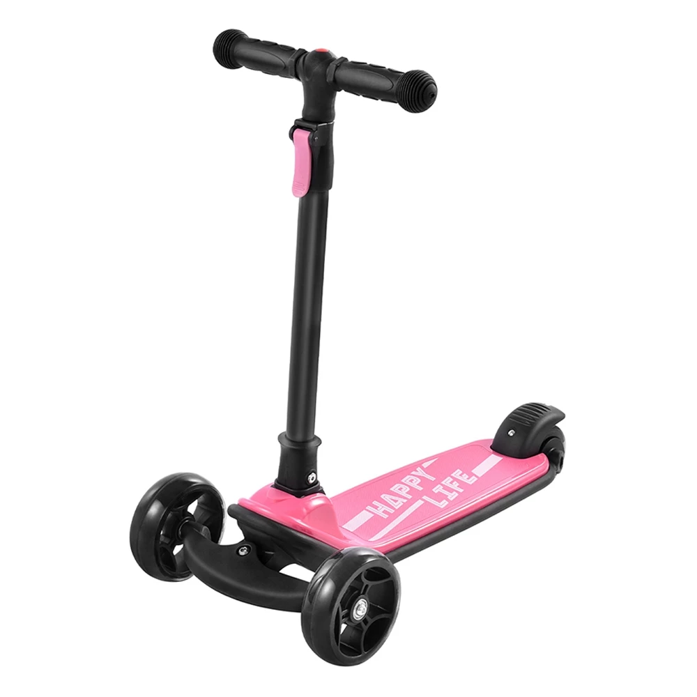 Kick Scooter Glide Scooter With Extra Wide PU Light-Up Wheels And 4 Adjustable Heights For Children From 3-12 Pink 3 Kick Scooter Glide Scooter With Extra Wide PU Light-Up Wheels And 4 Adjustable Heights For Children From 3-12 Pink