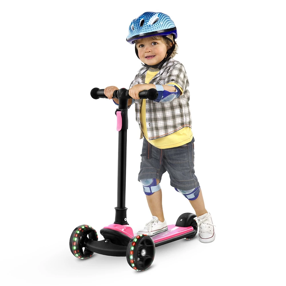 Kick Scooter Glide Scooter With Extra Wide PU Light-Up Wheels And 4 Adjustable Heights For Children From 3-12 Pink 8 Kick Scooter Glide Scooter With Extra Wide PU Light-Up Wheels And 4 Adjustable Heights For Children From 3-12 Pink - Image 6