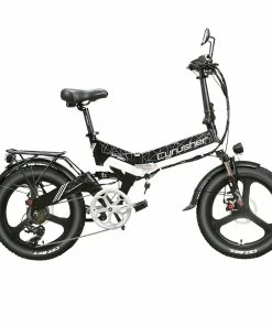 Cyrusher XF590 Folding Electric Bike 500W 48V 10 Ah Battery 7 Speed City E-bike - White