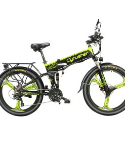 Cyrusher XF770 Folding Electric Bike 500W 48V 10 Ah Hidden Battery 7 Speed Mountain E-bike - Green