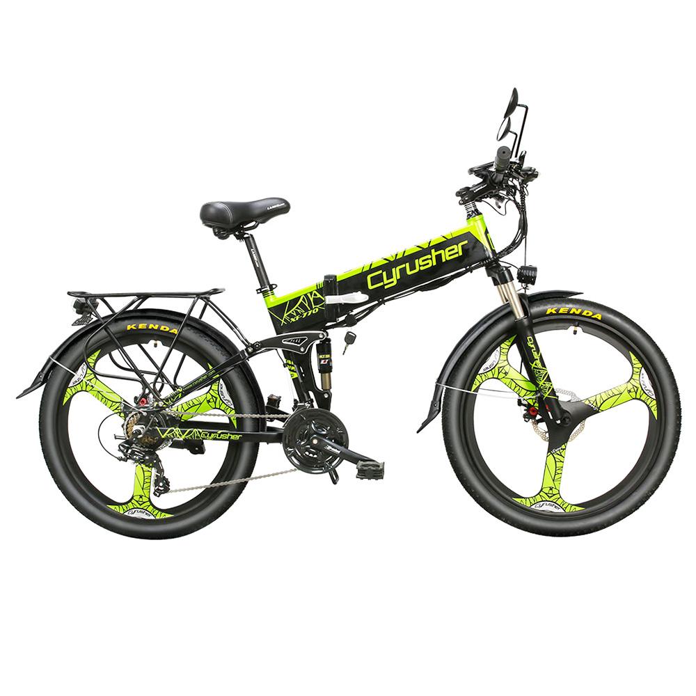 Cyrusher XF770 Folding Electric Bike 500W 48V 10 Ah Hidden Battery 7 Speed Mountain E-bike - Green Cyrusher XF770 Folding Electric Bike 500W 48V 10 Ah Hidden Battery 7 Speed Mountain E-bike - Green -rockbros-shop Cyrusher XF770 Folding Electric Bike Green 499380 0