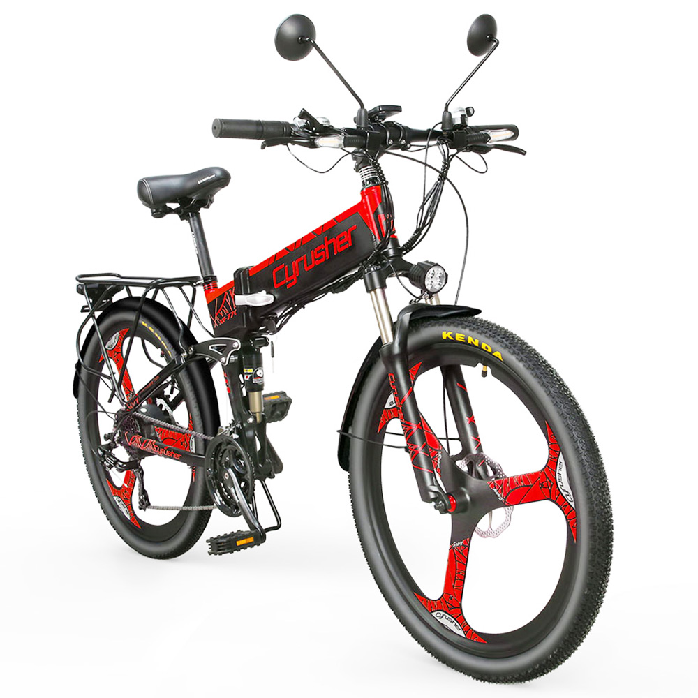 Cyrusher XF770 Folding Electric Bike 500W 48V 10 Ah Hidden Battery 7 Speed Mountain E-bike - Red Cyrusher XF770 Folding Electric Bike 500W 48V 10 Ah Hidden Battery 7 Speed Mountain E-bike - Red -rockbros-shop Cyrusher XF770 Folding Electric Bike Red 499382 1