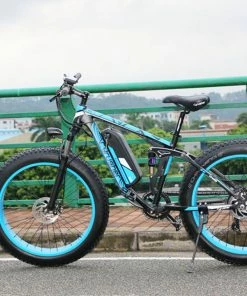 Cyrusher XF800 Electric Bike Full Suspension 26'' X 4'' Fat Tires 750W Motor 13Ah Removable Battery 28mph Top Speed - Blue -rockbros-shop Cyrusher XF800 Electric Bike Full Suspension Blue 499278 5