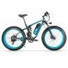 Cyrusher XF800 Electric Bike Full Suspension 26'' X 4'' Fat Tires 750W Motor 13Ah Removable Battery 28mph Top Speed - Blue -rockbros-shop Cyrusher XF800 Electric Bike Full Suspension Blue 499279 0