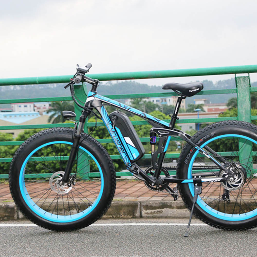 Cyrusher XF800 Electric Bike Full Suspension 26'' x 4'' Fat Tires 750W Motor 13Ah Removable Battery 28mph Top Speed - Blue Cyrusher XF800 Electric Bike Full Suspension 26'' X 4'' Fat Tires 750W Motor 13Ah Removable Battery 28mph Top Speed - Blue -rockbros-shop Cyrusher XF800 Electric Bike Full Suspension Blue 499279 5