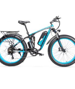 Cyrusher XF800 Electric Bike Full Suspension 26'' X 4'' Fat Tires 750W Motor 13Ah Removable Battery 28mph Top Speed - Blue 4 Cyrusher XF800 Electric Bike Full Suspension 26'' X 4'' Fat Tires 750W Motor 13Ah Removable Battery 28mph Top Speed - Blue -rockbros-shop Cyrusher XF800 Electric Bike Full Suspension Blue 499280 2