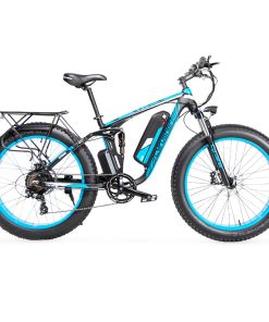 Cyrusher XF800 Electric Bike Full Suspension 26'' X 4'' Fat Tires 750W Motor 13Ah Removable Battery 28mph Top Speed - Blue 5 Cyrusher XF800 Electric Bike Full Suspension 26'' X 4'' Fat Tires 750W Motor 13Ah Removable Battery 28mph Top Speed - Blue -rockbros-shop Cyrusher XF800 Electric Bike Full Suspension Blue 499280 3