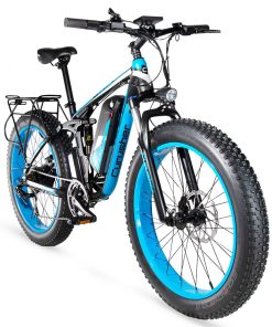 Cyrusher XF800 Electric Bike Full Suspension 26'' X 4'' Fat Tires 750W Motor 13Ah Removable Battery 28mph Top Speed - Blue 6 Cyrusher XF800 Electric Bike Full Suspension 26'' X 4'' Fat Tires 750W Motor 13Ah Removable Battery 28mph Top Speed - Blue -rockbros-shop Cyrusher XF800 Electric Bike Full Suspension Blue 499280 4
