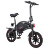 DYU D3+ Folding Moped Electric Bike 14 Inch Inflatable Rubber Tires 240W Motor 10Ah Battery Max Speed 25km/h Up To 45km Range Dual Disc Brakes Adjustable Height APP Control - Black -rockbros-shop D3 DYU Folding Moped Electric Bike 14 Inch Black 899299