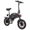 DYU D3+ Folding Moped Electric Bike 14 Inch Inflatable Rubber Tires 240W Motor 10Ah Battery Max Speed 25km/h Up To 45km Range Dual Disc Brakes Adjustable Height APP Control - Black -rockbros-shop D3 DYU Folding Moped Electric Bike 14 Inch Black 899299