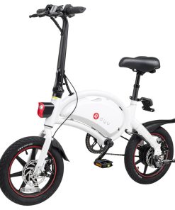 DYU D3+ Folding Moped Electric Bike 14 Inch Inflatable Rubber Tires 240W Motor Max Speed 25km/h Up To 45km Range Dual Disc Brakes Adjustable Height APP Control - White -rockbros-shop D3 DYU Folding Moped Electric Bike 14 Inch White 899289