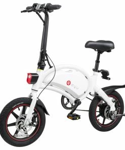 DYU D3+ Folding Moped Electric Bike 14 Inch Inflatable Rubber Tires 240W Motor Max Speed 25km/h Up To 45km Range Dual Disc Brakes Adjustable Height APP Control - White -rockbros-shop D3 DYU Folding Moped Electric Bike 14 Inch White 899289