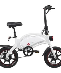 DYU D3+ Folding Moped Electric Bike 14 Inch Inflatable Rubber Tires 240W Motor Max Speed 25km/h Up To 45km Range Dual Disc Brakes Adjustable Height APP Control - White -rockbros-shop D3 DYU Folding Moped Electric Bike 14 Inch White 899290