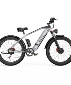 DUOTTS F26 Electric Mountain Bike 750W*2 Dual Motors 48V 20Ah LG Battery 26*4.0 Inch Fat Tires 55Km/h Max Speed 55 Degree Climbing Smart LCD Display Dual Disc Brakes Front Shock Absorption 150KG Max Load 100KM Range - Silver -rockbros-shop DUOTTS F26 Electric Bike 750W 2 Dual Motors LG 20Ah Battery Silver 518024 1