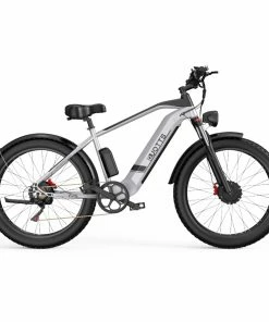 DUOTTS F26 Electric Mountain Bike 750W*2 Dual Motors 48V 20Ah LG Battery 26*4.0 Inch Fat Tires 55Km/h Max Speed 55 Degree Climbing Smart LCD Display Dual Disc Brakes Front Shock Absorption 150KG Max Load 100KM Range - Silver -rockbros-shop DUOTTS F26 Electric Bike 750W 2 Dual Motors LG 20Ah Battery Silver 518024 1