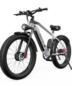 DUOTTS F26 Electric Mountain Bike 750W*2 Dual Motors 48V 20Ah LG Battery 26*4.0 Inch Fat Tires 55Km/h Max Speed 55 Degree Climbing Smart LCD Display Dual Disc Brakes Front Shock Absorption 150KG Max Load 100KM Range - Silver -rockbros-shop DUOTTS F26 Electric Bike 750W 2 Dual Motors LG 20Ah Battery Silver 518024 2