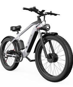 DUOTTS F26 Electric Mountain Bike 750W*2 Dual Motors 48V 20Ah LG Battery 26*4.0 Inch Fat Tires 55Km/h Max Speed 55 Degree Climbing Smart LCD Display Dual Disc Brakes Front Shock Absorption 150KG Max Load 100KM Range - Silver -rockbros-shop DUOTTS F26 Electric Bike 750W 2 Dual Motors LG 20Ah Battery Silver 518024 3