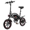 DYU D3F With Pedal Folding Moped Electric Bike 14 Inch Inflatable Rubber Tires 240W Motor 10Ah Battery Max Speed 25km/h Up To 45km Range Dual Disc Brakes Adjustable Height - Black -rockbros-shop DYU D3F Folding Moped Electric Bike 14 Inch Black 425969 0 1