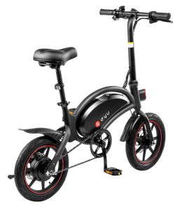 DYU D3F With Pedal Folding Moped Electric Bike 14 Inch Inflatable Rubber Tires 240W Motor 10Ah Battery Max Speed 25km/h Up To 45km Range Dual Disc Brakes Adjustable Height - Black -rockbros-shop DYU D3F Folding Moped Electric Bike 14 Inch Black 425969 3 1