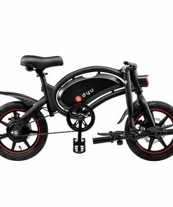 DYU D3F With Pedal Folding Moped Electric Bike 14 Inch Inflatable Rubber Tires 240W Motor 10Ah Battery Max Speed 25km/h Up To 45km Range Dual Disc Brakes Adjustable Height - Black -rockbros-shop DYU D3F Folding Moped Electric Bike 14 Inch Black 515946 4