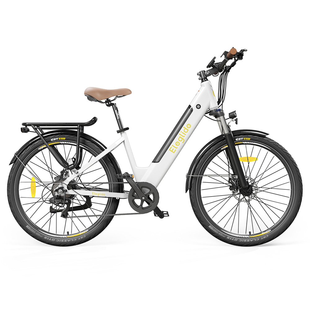 ELEGLIDE T1 STEP-THRU Electric Trekking Bike Trekking E-Bike 27.5 Inch CST Tires 36V 12.5AH Battery 250W Brushless Motor Shimano 7 Gears Max Speed 25Km/h Max Range 100KM Max Load 120KG IPX4 Waterproof Dual Disk Brake - White ELEGLIDE T1 STEP-THRU Electric Trekking Bike Trekking E-Bike 27.5 Inch CST Tires 36V 12.5AH Battery 250W Brushless Motor Shimano 7 Gears Max Speed 25Km/h Max Range 100KM Max Load 120KG IPX4 Waterproof Dual Disk Brake - White -rockbros-shop ELEGLIDE T1 STEP THRU Electric Bike 36V 12 5AH 250W MTB Bike 500405 0