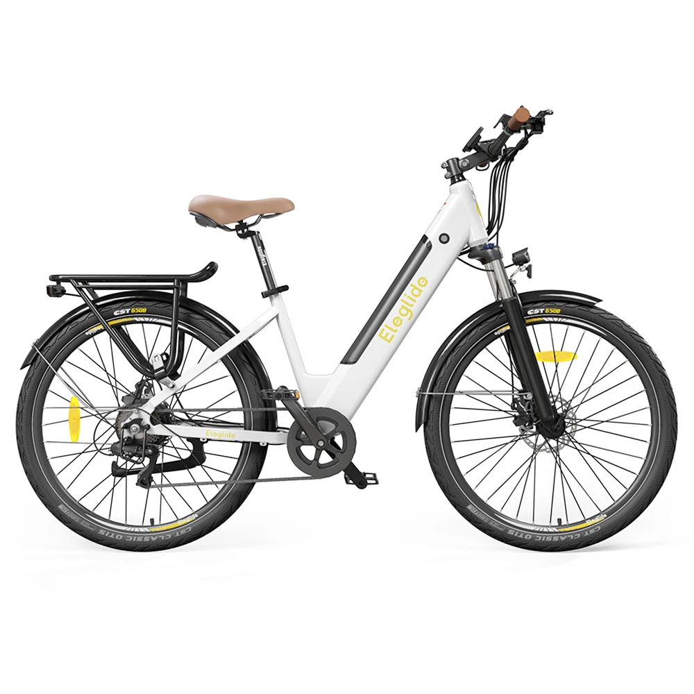 ELEGLIDE T1 STEP-THRU Electric Trekking Bike Trekking E-Bike 27.5 Inch CST Tires 36V 12.5AH Battery 250W Brushless Motor Shimano 7 Gears Max Speed 25Km/h Max Range 100KM Max Load 120KG IPX4 Waterproof Dual Disk Brake - White 3 ELEGLIDE T1 STEP-THRU Electric Trekking Bike Trekking E-Bike 27.5 Inch CST Tires 36V 12.5AH Battery 250W Brushless Motor Shimano 7 Gears Max Speed 25Km/h Max Range 100KM Max Load 120KG IPX4 Waterproof Dual Disk Brake - White