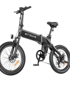 ENGWE C20 Pro Folding Electric Bicycle 20*3.0 Inch Fat Tires 500W Brushless Motor 36V 16Ah Battery 25Km/h Max Speed 120KM Range 150KG Max Load Dual Disc Brakes Shimano 7-Speed Gear- Black