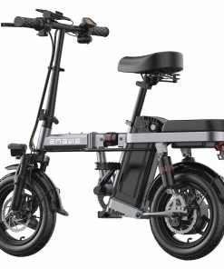 ENGWE T14 Folding Electric Bicycle 14 Inch Tire 350W Brushless Motor 48V 10Ah Battery 33Km/h Max Speed 80KM Range 100KG Load - Gray -rockbros-shop ENGWE T14 Folding Electric Bicycle 14 Inch Tire Grey 519018 1