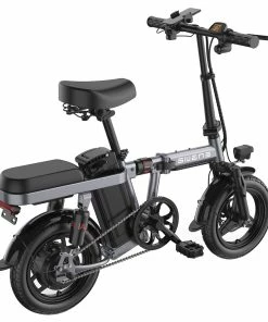 ENGWE T14 Folding Electric Bicycle 14 Inch Tire 350W Brushless Motor 48V 10Ah Battery 33Km/h Max Speed 80KM Range 100KG Load - Gray -rockbros-shop ENGWE T14 Folding Electric Bicycle 14 Inch Tire Grey 519018 2