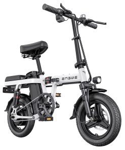 ENGWE T14 Folding Electric Bicycle 14 Inch Tire 350W Brushless Motor 48V 10Ah Battery 33Km/h Max Speed 80KM Range 100KG Load - White -rockbros-shop ENGWE T14 Folding Electric Bicycle 14 Inch Tire White 519020 1