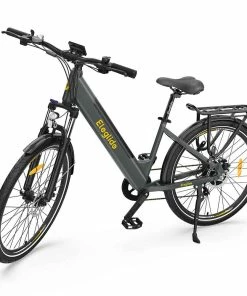 ELEGLIDE T1 STEP-THRU Electric Trekking Bike Trekking E-Bike 27.5 Inch CST Tires 36V 12.5AH Battery 250W Brushless Motor Shimano 7 Gears Max Speed 25Km/h Max Range 100KM Max Load 120KG IPX4 Waterproof Dual Disk Brake - Gray -rockbros-shop Eleglide T1 Step Thru Electric Moped Bike 36V 12 5AH 250W for Trekking 515962 4 1