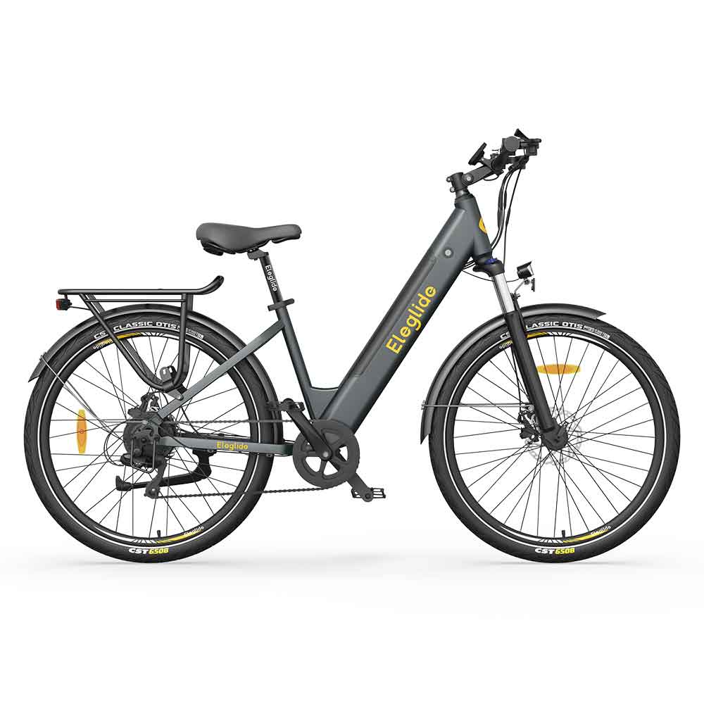 ELEGLIDE T1 STEP-THRU Electric Trekking Bike Trekking Bike 27.5 Inch CST Tires 36V 12.5AH Battery 250W Brushless Motor Shimano 7 Gears Max Speed 25Km/h Max Range 100KM Max Load 120KG IPX4 Waterproof Dual Disk Brake - Gray ELEGLIDE T1 STEP-THRU Electric Trekking Bike Trekking Bike 27.5 Inch CST Tires 36V 12.5AH Battery 250W Brushless Motor Shimano 7 Gears Max Speed 25Km/h Max Range 100KM Max Load 120KG IPX4 Waterproof Dual Disk Brake - Gray -rockbros-shop Eleglide T1 Step Thru Electric Moped Bike 36V 12 5AH 250W for Trekking 519534 1