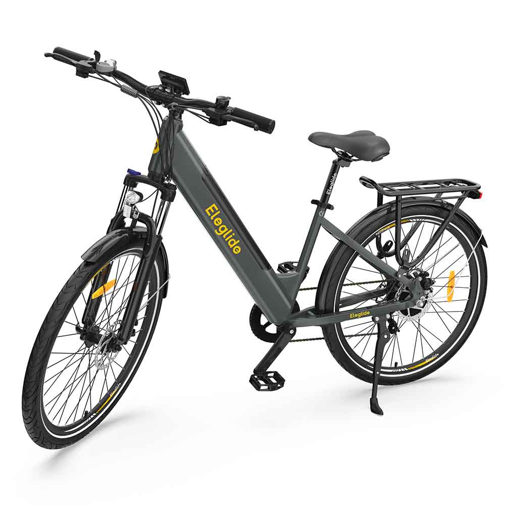 ELEGLIDE T1 STEP-THRU Electric Trekking Bike Trekking Bike 27.5 Inch CST Tires 36V 12.5AH Battery 250W Brushless Motor Shimano 7 Gears Max Speed 25Km/h Max Range 100KM Max Load 120KG IPX4 Waterproof Dual Disk Brake - Gray ELEGLIDE T1 STEP-THRU Electric Trekking Bike Trekking Bike 27.5 Inch CST Tires 36V 12.5AH Battery 250W Brushless Motor Shimano 7 Gears Max Speed 25Km/h Max Range 100KM Max Load 120KG IPX4 Waterproof Dual Disk Brake - Gray -rockbros-shop Eleglide T1 Step Thru Electric Moped Bike 36V 12 5AH 250W for Trekking 519534 4
