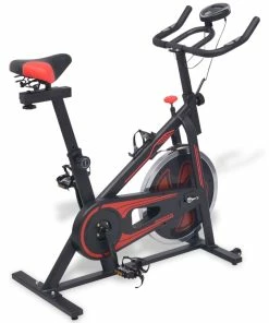 Exercise Spinning Bike With Pulse Sensors Black And Red