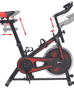 Exercise Spinning Bike With Pulse Sensors Black And Red -rockbros-shop Exercise Spinning Bike with Pulse Sensors Black and Red 427193 2