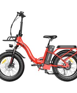 FAFREES F20 Max Electric Bike 20*4.0 Inch Fat Tire 500W Brushless Motor 25Km/h Max Speed Folding Frame E-bike With Removable 48V 18Ah Lithium Battery 140KM Max Range 150KG Load Dual Disc Brakes Shimano 7 Speed Gear - Red -rockbros-shop FAFREES F20 Max Electric Bike 20 Inch Folding Frame E bike Red 518267 1