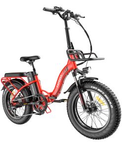 FAFREES F20 Max Electric Bike 20*4.0 Inch Fat Tire 500W Brushless Motor 25Km/h Max Speed Folding Frame E-bike With Removable 48V 18Ah Lithium Battery 140KM Max Range 150KG Load Dual Disc Brakes Shimano 7 Speed Gear - Red -rockbros-shop FAFREES F20 Max Electric Bike 20 Inch Folding Frame E bike Red 518267 2