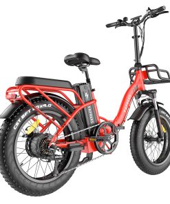 FAFREES F20 Max Electric Bike 20*4.0 Inch Fat Tire 500W Brushless Motor 25Km/h Max Speed Folding Frame E-bike With Removable 48V 18Ah Lithium Battery 140KM Max Range 150KG Load Dual Disc Brakes Shimano 7 Speed Gear - Red -rockbros-shop FAFREES F20 Max Electric Bike 20 Inch Folding Frame E bike Red 518267 4
