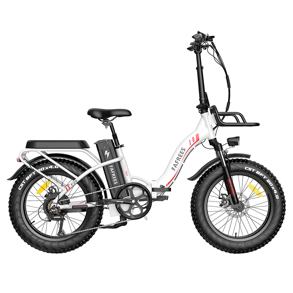FAFREES F20 Max Electric Bike 20*4.0 Inch Fat Tire 500W Brushless Motor 25Km/h Max Speed Folding Frame E-bike With Removable 48V 18Ah Lithium Battery 140KM Max Range 150KG Load Dual Disc Brakes Shimano 7 Speed Gear - White 4 FAFREES F20 Max Electric Bike 20*4.0 Inch Fat Tire 500W Brushless Motor 25Km/h Max Speed Folding Frame E-bike With Removable 48V 18Ah Lithium Battery 140KM Max Range 150KG Load Dual Disc Brakes Shimano 7 Speed Gear - White - Image 2
