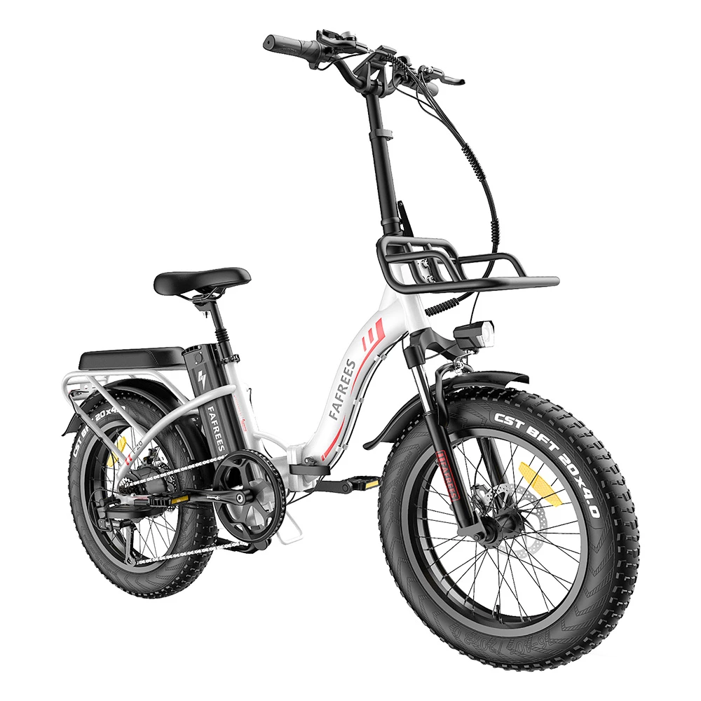 FAFREES F20 Max Electric Bike 20*4.0 Inch Fat Tire 500W Brushless Motor 25Km/h Max Speed Folding Frame E-bike With Removable 48V 18Ah Lithium Battery 140KM Max Range 150KG Load Dual Disc Brakes Shimano 7 Speed Gear - White 3 FAFREES F20 Max Electric Bike 20*4.0 Inch Fat Tire 500W Brushless Motor 25Km/h Max Speed Folding Frame E-bike With Removable 48V 18Ah Lithium Battery 140KM Max Range 150KG Load Dual Disc Brakes Shimano 7 Speed Gear - White