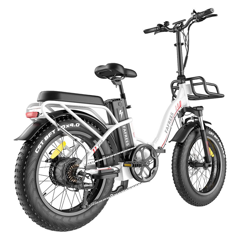 FAFREES F20 Max Electric Bike 20*4.0 Inch Fat Tire 500W Brushless Motor 25Km/h Max Speed Folding Frame E-bike With Removable 48V 18Ah Lithium Battery 140KM Max Range 150KG Load Dual Disc Brakes Shimano 7 Speed Gear - White 7 FAFREES F20 Max Electric Bike 20*4.0 Inch Fat Tire 500W Brushless Motor 25Km/h Max Speed Folding Frame E-bike With Removable 48V 18Ah Lithium Battery 140KM Max Range 150KG Load Dual Disc Brakes Shimano 7 Speed Gear - White - Image 5