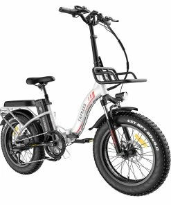 FAFREES F20 Max Electric Bike 20*4.0 Inch Fat Tire 500W Brushless Motor 25Km/h Speed Removable 48V 22.5Ah Lithium Battery Front & Rear Disc Brakes Shimano 7-Speed Gear 150KG Max Speed Folding E-bike With Footrest - White -rockbros-shop FAFREES F20 Max Electric Bike 20 Inch Folding Frame E bike White 519277 2