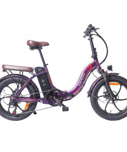 FAFREES F20 Pro Electric Bike 20*3.0 Inch Fat Tire 250W Brushless Motor 25Km/h Max Speed 7-Speed Gears With Removable 36V 18AH Lithium Battery 150KM Max Range Double Disc Brake Folding Frame E-bike - Purple